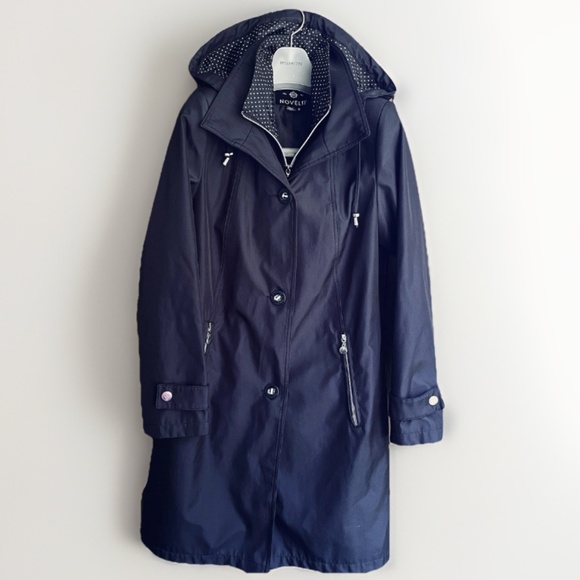 Novelti Waterproof Lining Rain Jacket  Outdoor Hooded PolkaDot Trench Raincoat 8 - Picture 2 of 16